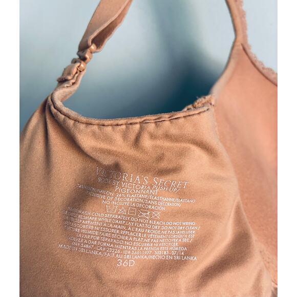 Victoria's Secret Push Up Bra Beige Body By Victoria 36D - Picture 7 of 8